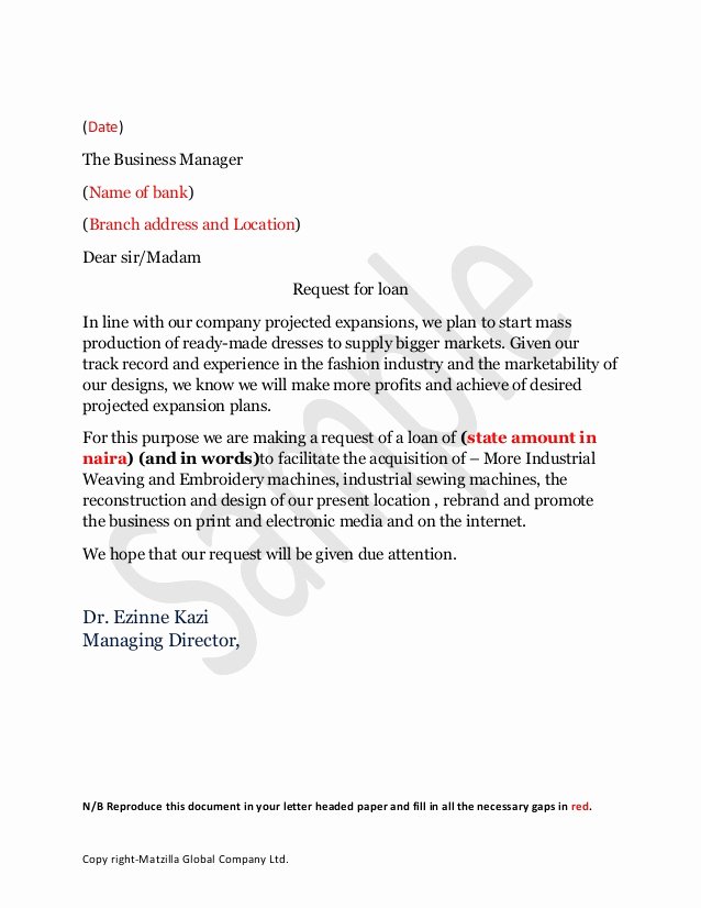 Personal Loan Letter format Unique Sample Loan Application Letter