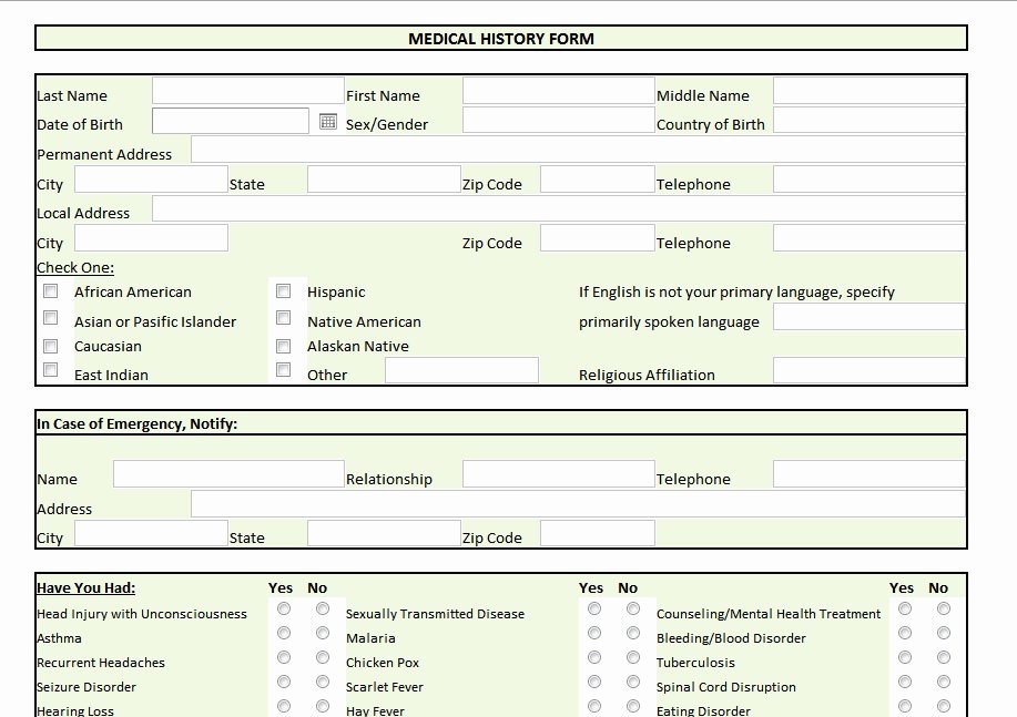 Personal Medical History form Template Beautiful 28 Of Personal Medical History form Template