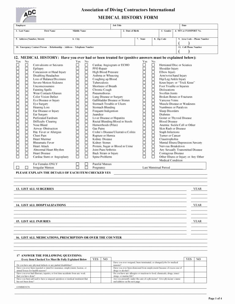 Personal Medical History form Template Best Of 67 Medical History forms [word Pdf] Printable Templates