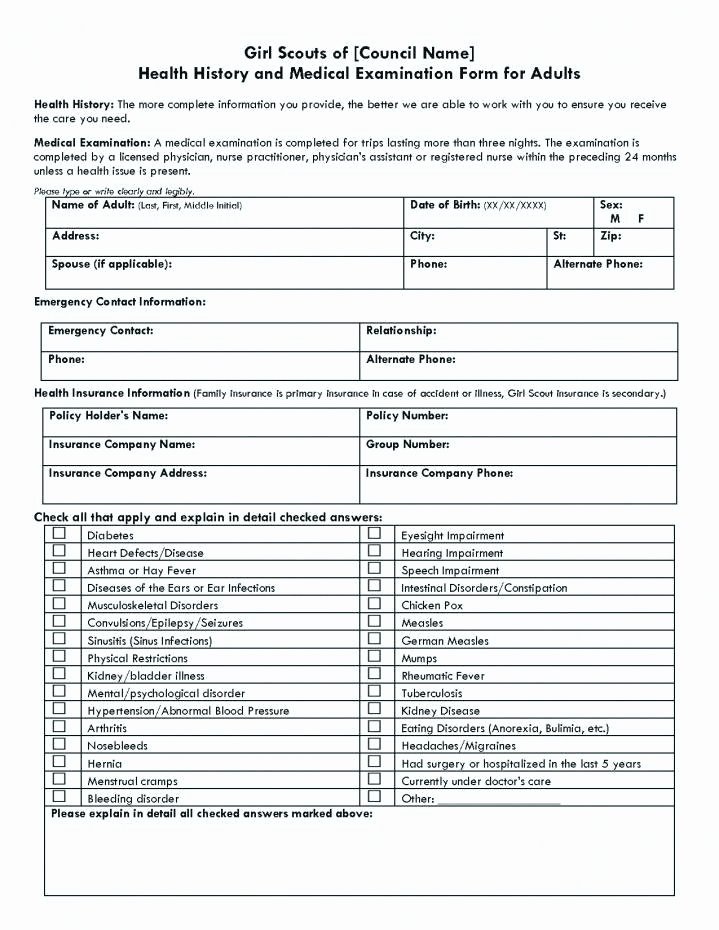 Personal Medical History form Template Elegant History and Physical Template