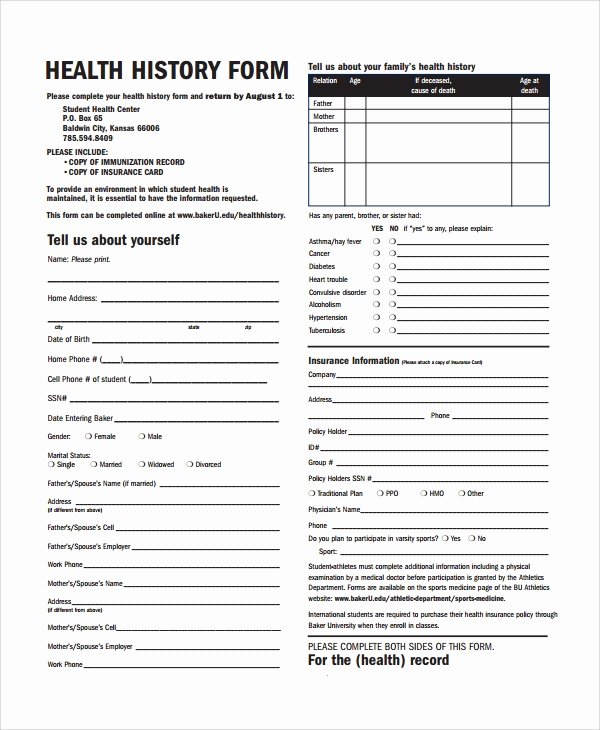 Personal Medical History form Template Luxury 10 Health History Templates