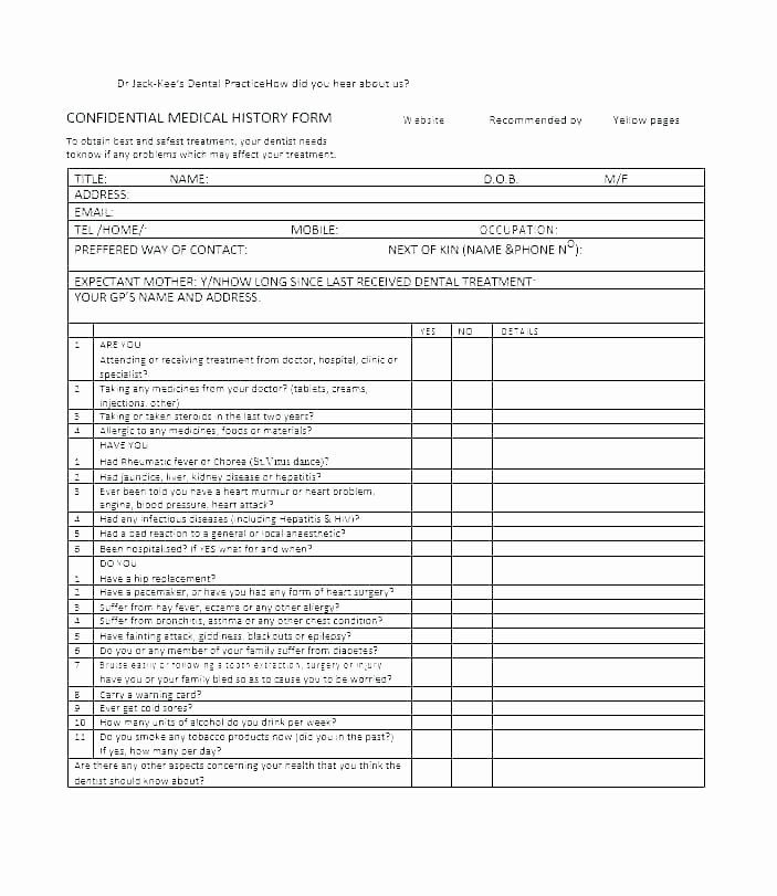Personal Medical History form Template Luxury 12 13 Health History form Templates