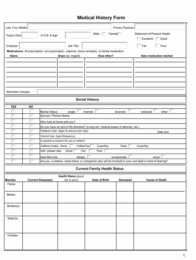 Personal Medical History form Template Luxury Medical History form Samples Learn More About A Patients