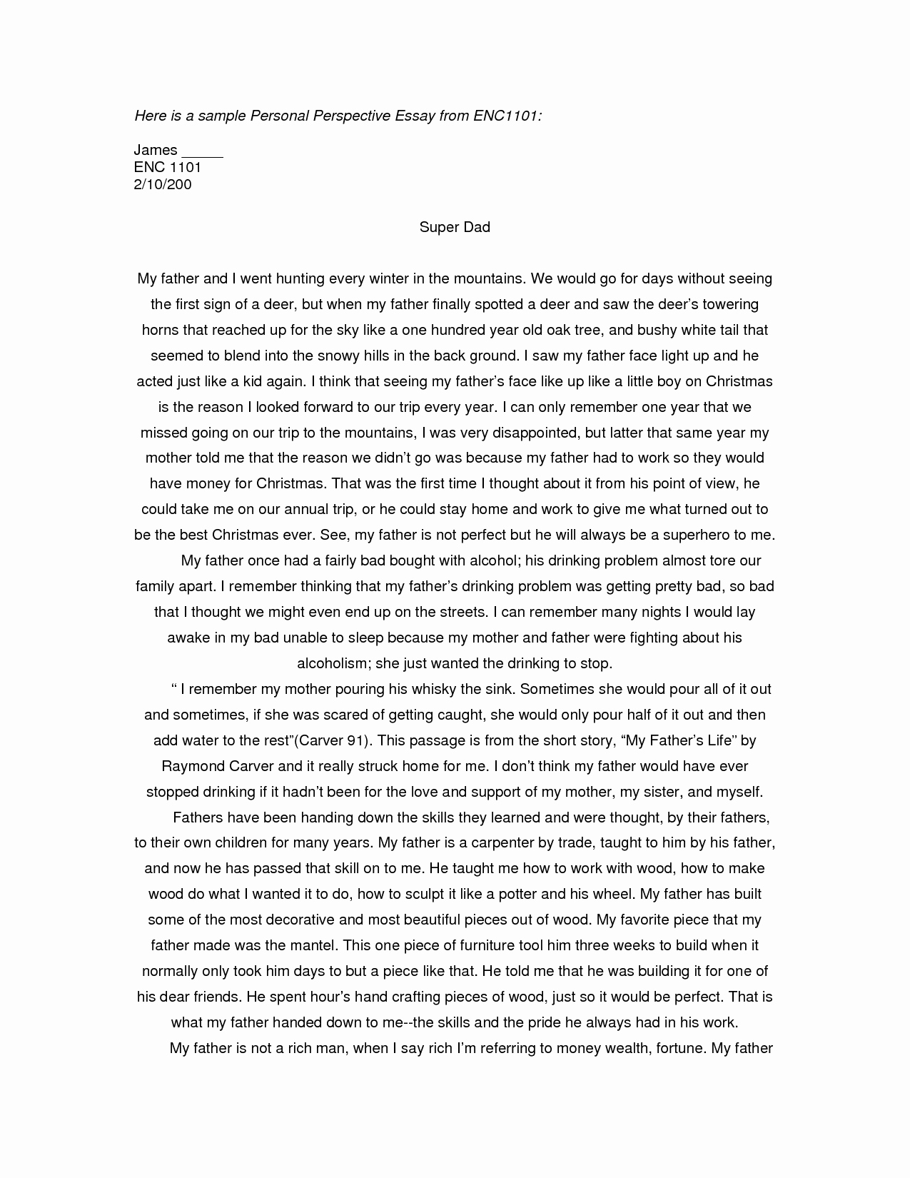 Personal Narrative High School Examples New 51 Personal Narrative Essay Examples High School