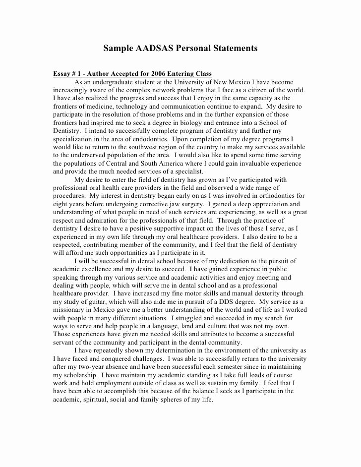 Personal Narratives Examples College Fresh Sample Aadsas Personal Statements Dat Prep