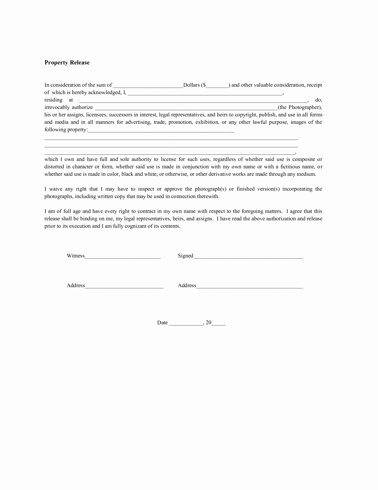 Personal Property Release form Template Best Of 29 Of Property Liability Release Template