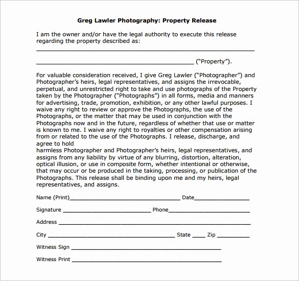 Personal Property Release form Template Elegant Sample Property Release form 14 Download Free Documents