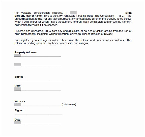 Personal Property Release form Template Lovely 15 Property Release forms to Download for Free