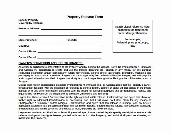 Personal Property Release form Template Luxury 15 Property Release forms to Download for Free
