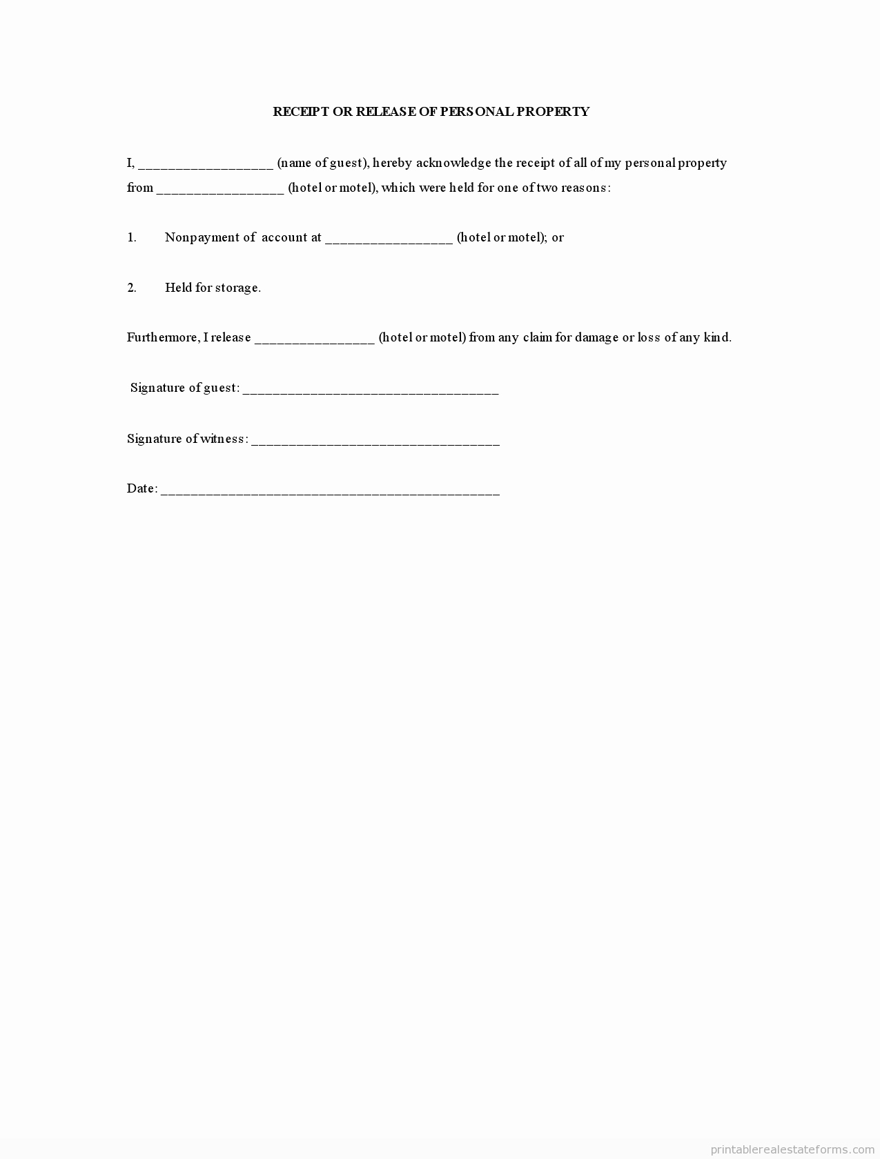 Personal Property Release form Template Luxury Free Personal Property Release form Sample Letter Pdf