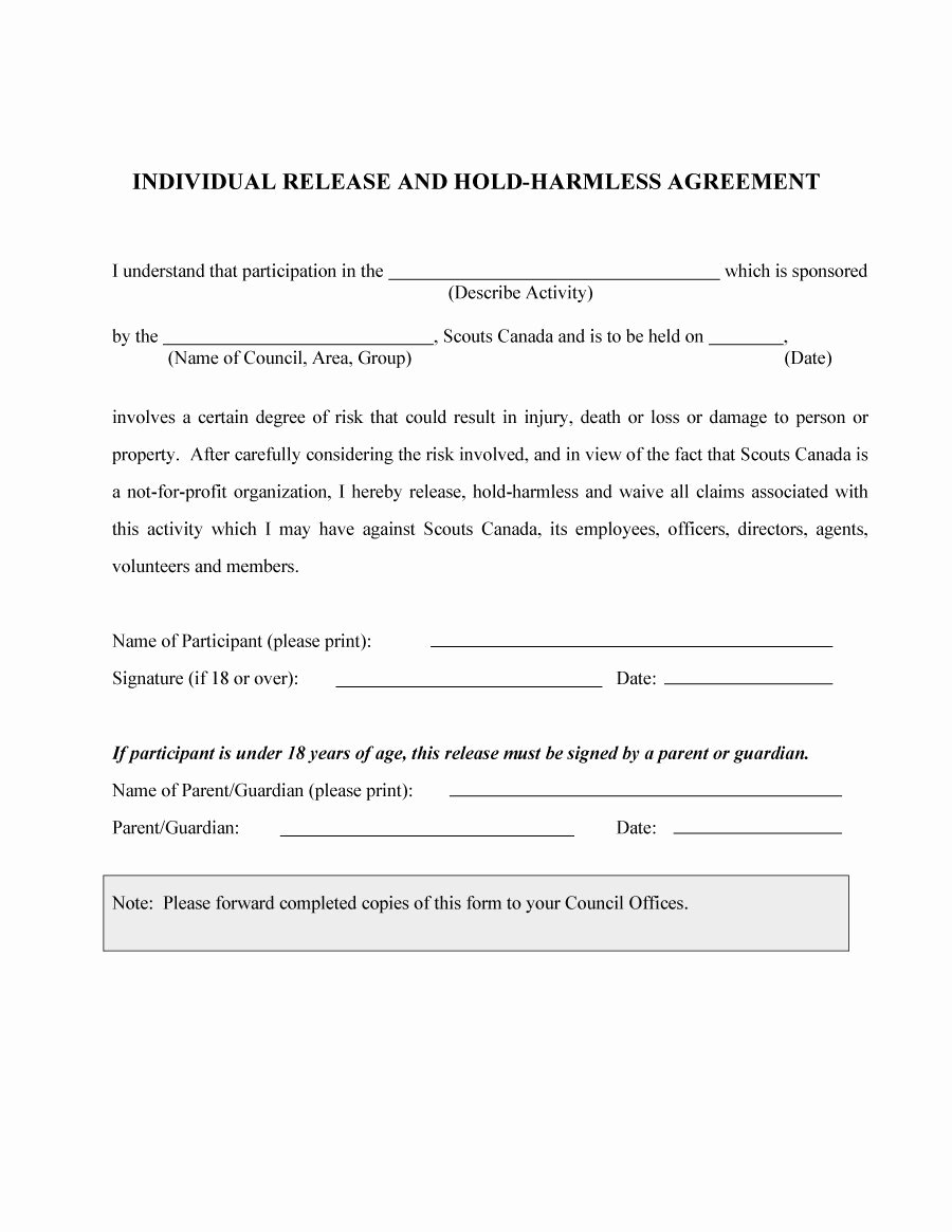 Personal Property Release form Template New 41 Free Hold Harmless Agreement Templates Free Free
