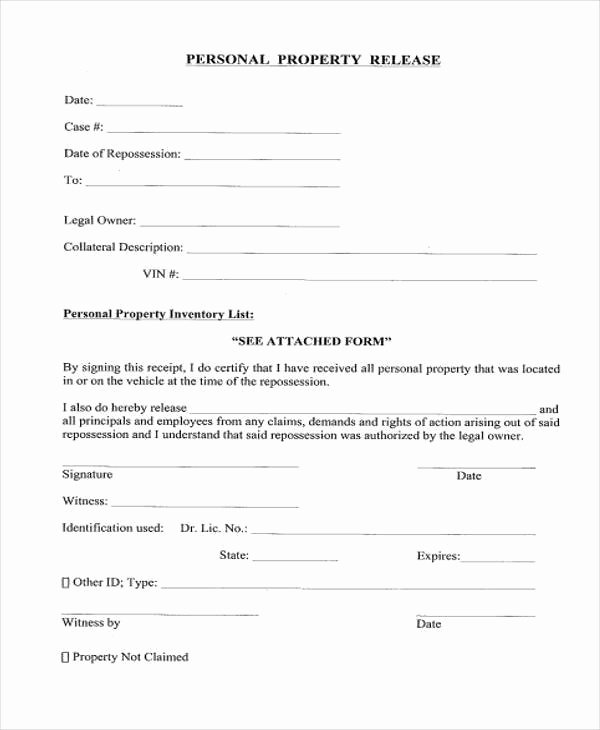 Personal Property Release form Template New 8 Property Release form Samples Free Sample Example