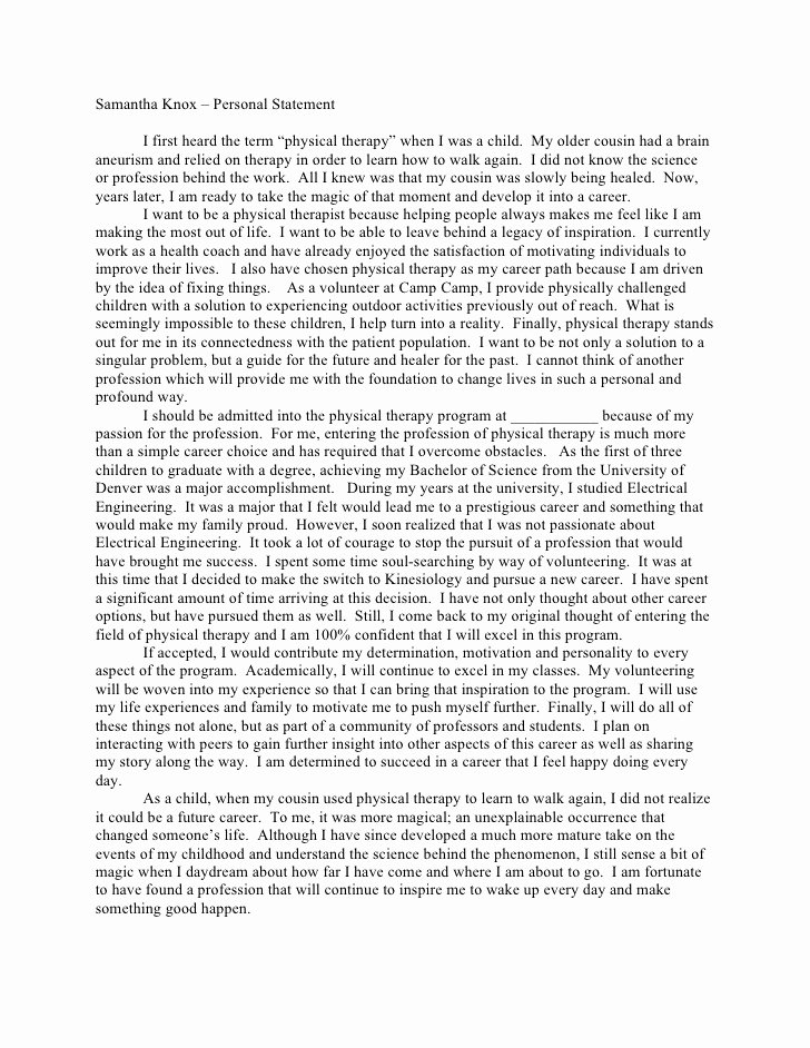 Personal Statement About Yourself Example Beautiful Sample Personal Statement