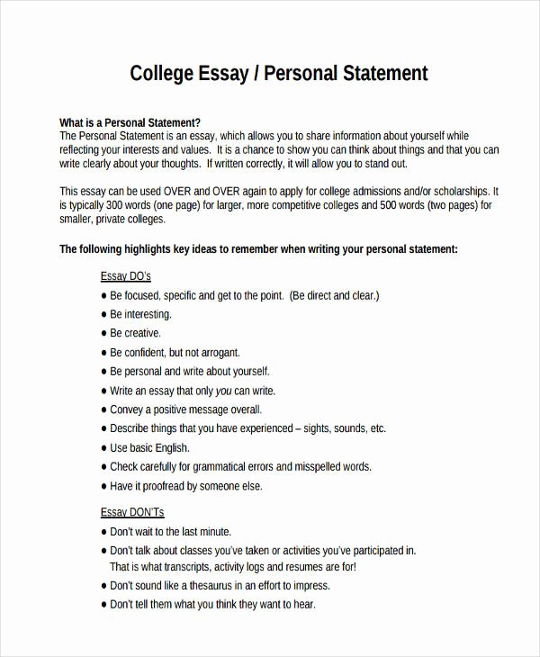 Personal Statement About Yourself Example Lovely College Entrance Essays Describe Yourself