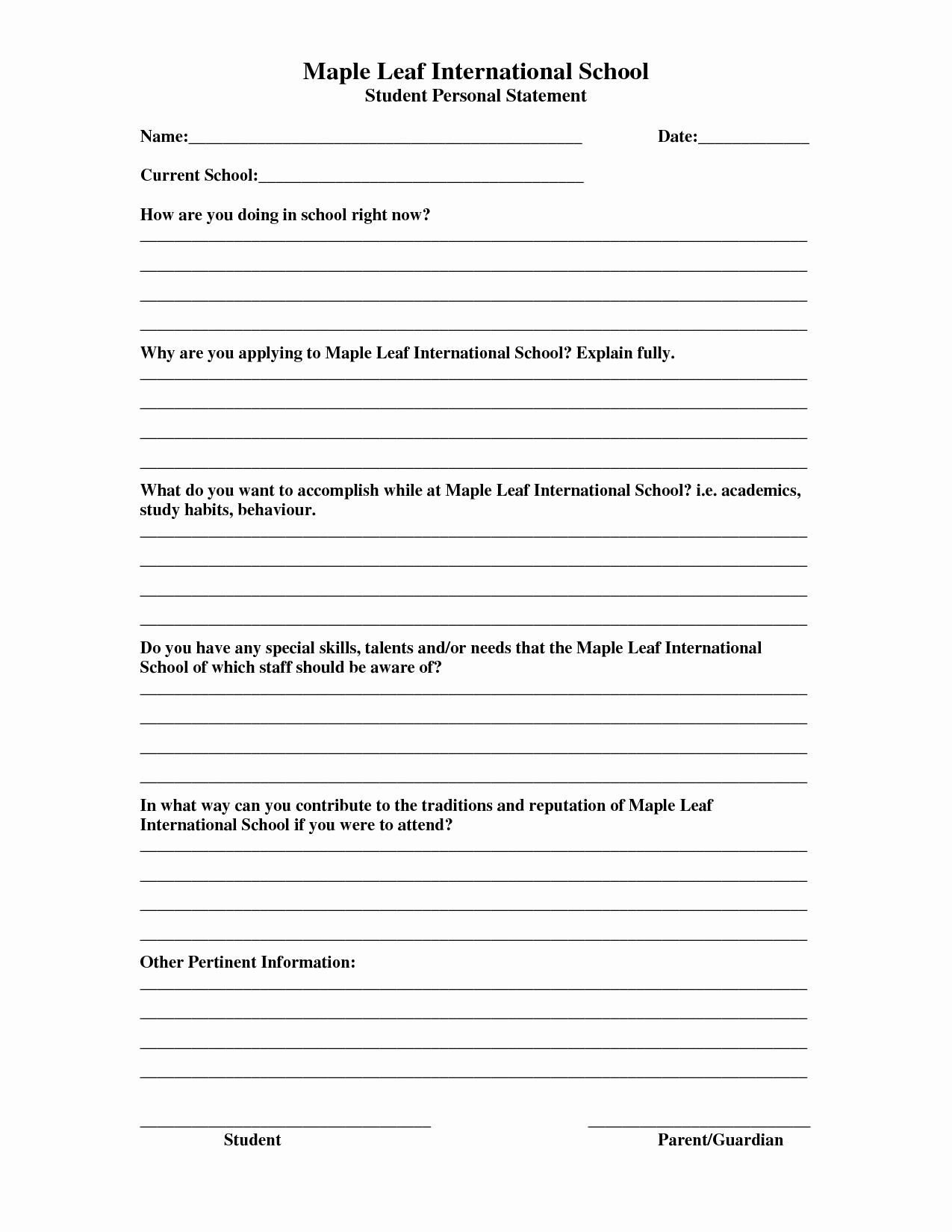 Personal Statement Of Faith Template New Line Writing Lab