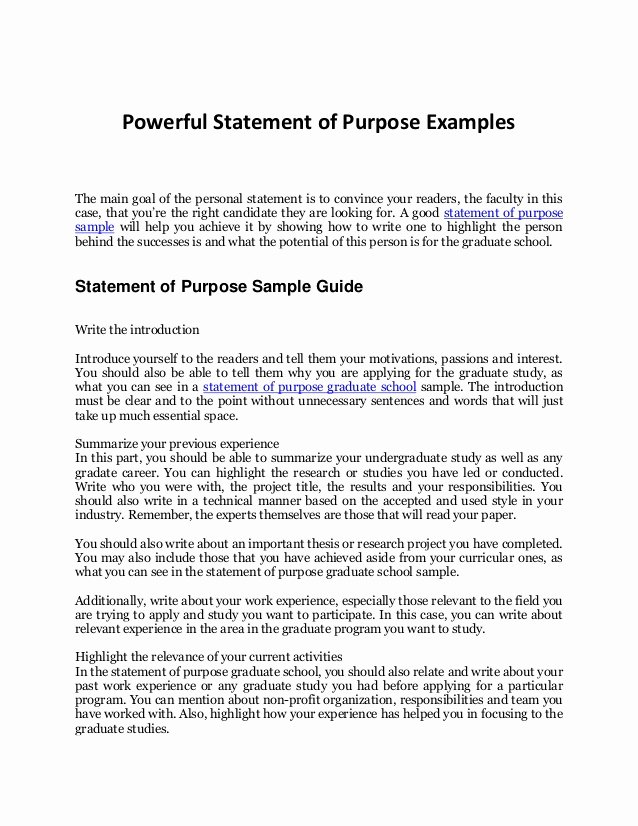 Personal Statement Of Intent Inspirational Statement Of Purpose Sample Your Plete Guide to An