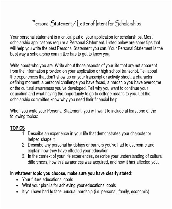 Personal Statement Of Intent Luxury 60 Sample Letter Of Intent