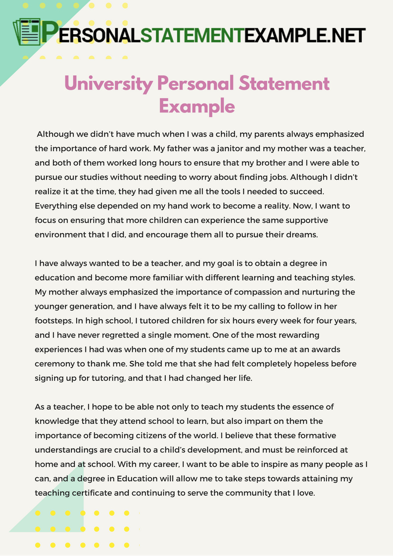 Personal Statement Template for College Elegant University Personal Statement Example