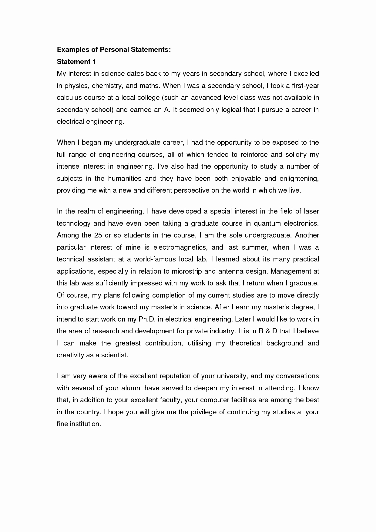 Personal Statement Template for College Luxury College Essay Personal Statement Examples