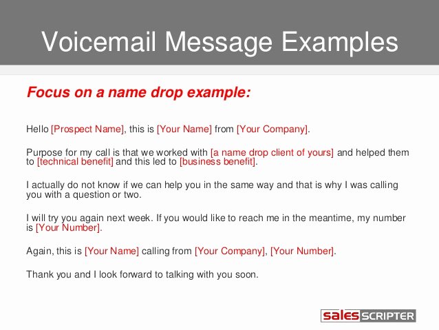 Personal Voicemail Messages Examples Beautiful How to Deal with Voicemail when Prospecting