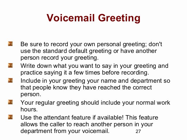 Personal Voicemail Messages Examples Beautiful Telephone Techniques