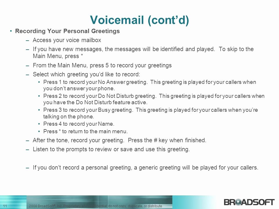 Personal Voicemail Messages Examples Best Of Using Your Voic M6 Release 7 1business Feature Set Default