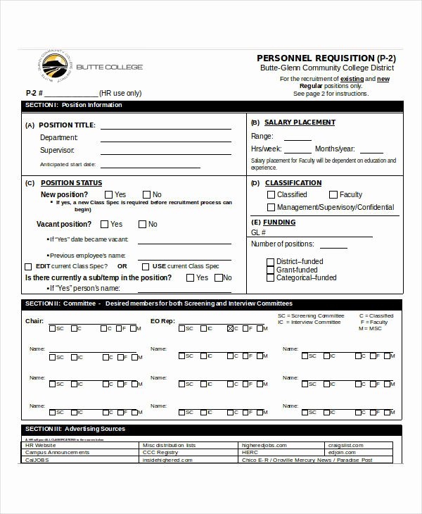 Personnel Requisition form Sample Awesome 32 Requisition forms In Doc