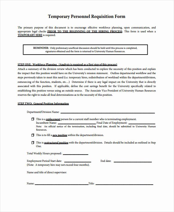 Personnel Requisition form Sample Best Of 85 Requisition form In Pdf