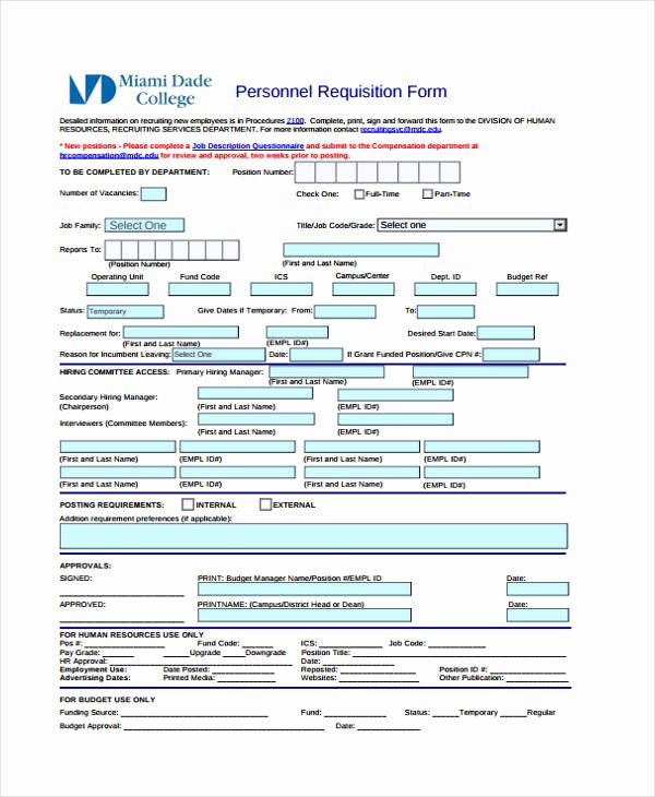 Personnel Requisition form Sample Luxury Sample Requisition forms