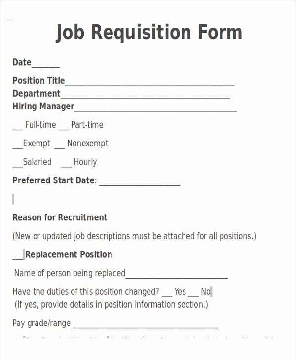 Personnel Requisition form Sample Unique 22 Requisition forms In Doc