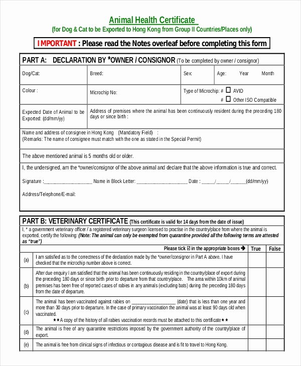 Pet Health Certificate Template Elegant Dog Certificate Template 9 Free Pdf Documents Download