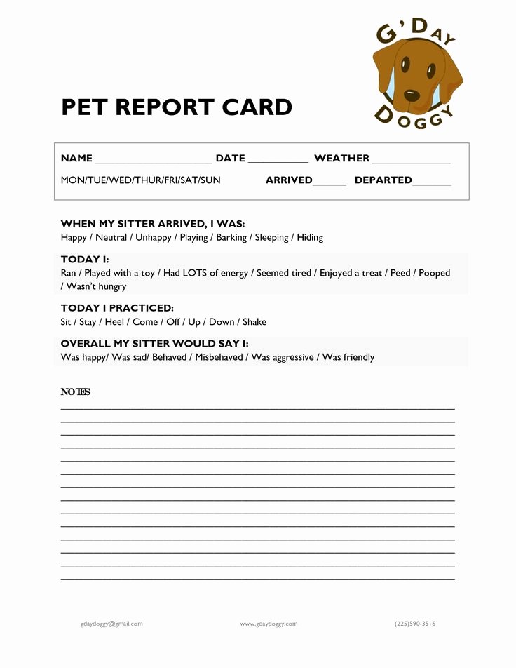 Pet Report Card Template Luxury Pet Report Card Munity Helpers Pinterest