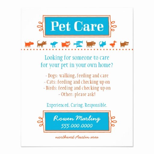 Pet Sitting Flyer Template Awesome Pet Care Flyer Colorful Animal Silhouettes