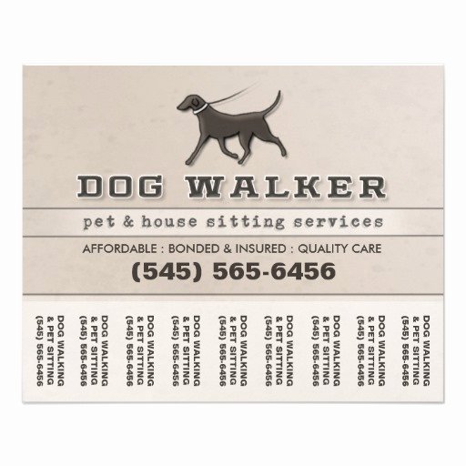 Pet Sitting Flyer Template Beautiful Dog Walker &amp; Pet Sitting Tear F Flyer 5 6 X 4 5