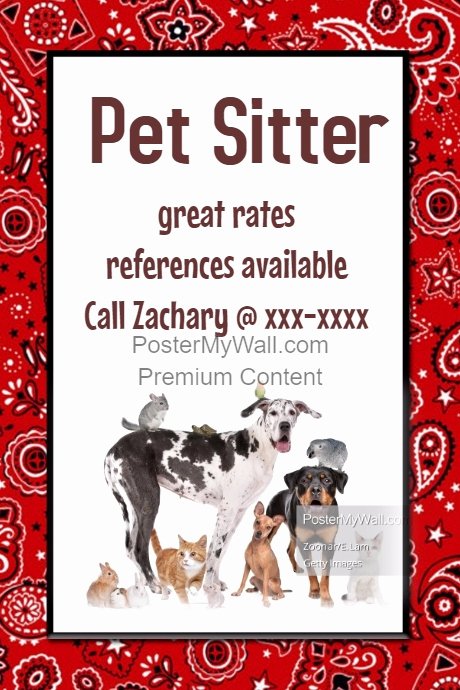 Pet Sitting Flyer Template Free New Pet Sitter Dog Walker Poster Flyer Announcement Red Black