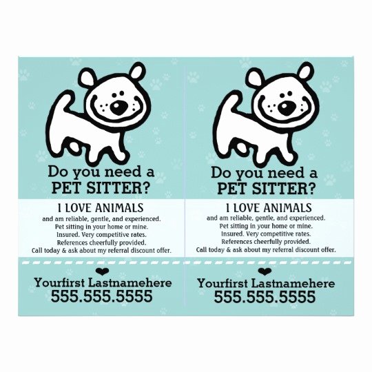 Pet Sitting Flyer Template Lovely Pet Sitter Dog Sitter 2 for 1 Customisable Flyer