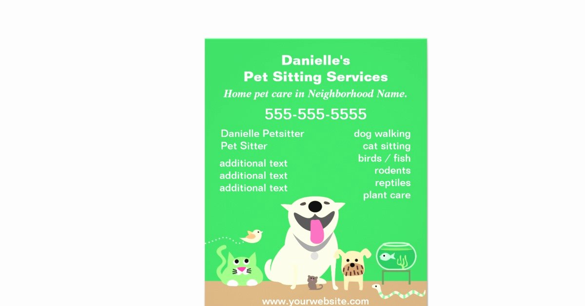 Pet Sitting Flyer Template Unique Green Pet Sitter Promotional Flyer