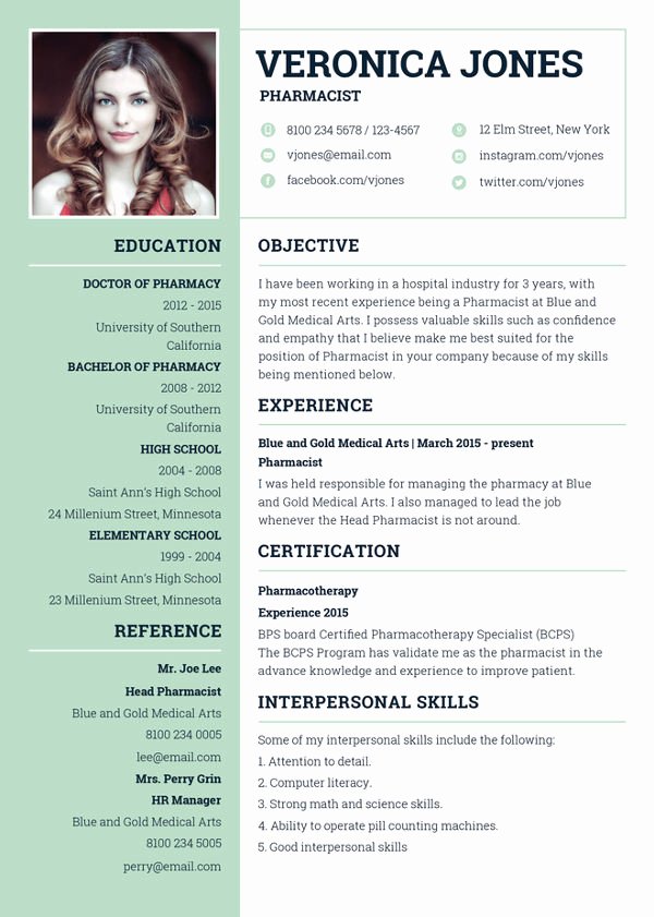 Pharmacist Resume Templates Awesome 7 Pharmacist Curriculum Vitae Templates Free Word Pdf