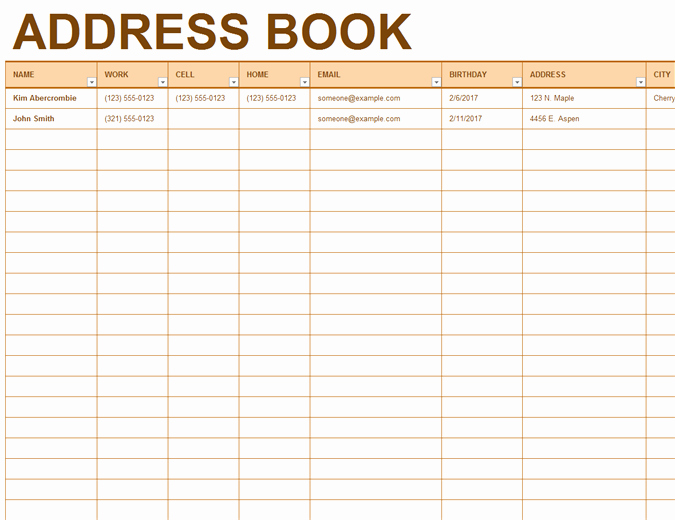 Phone Book Template Excel Beautiful Address and Phone List Fice Templates