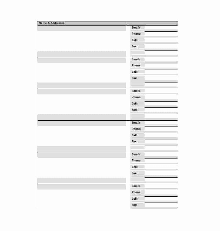 Phone Book Template Excel Beautiful Address Book Template Printable Pdf Free Download