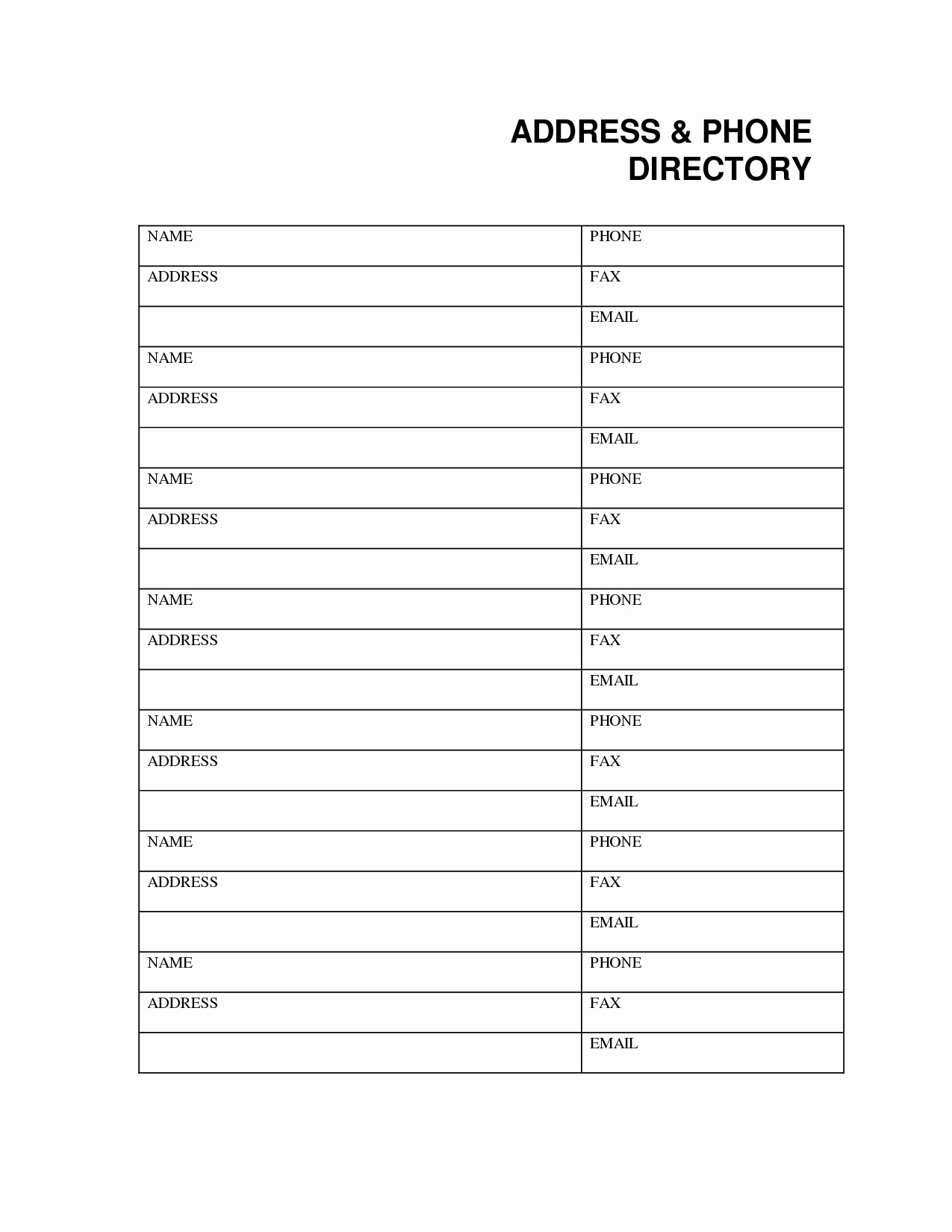 Phone Book Template Excel Unique 7 Best Of Phone Book Template Printable Printable