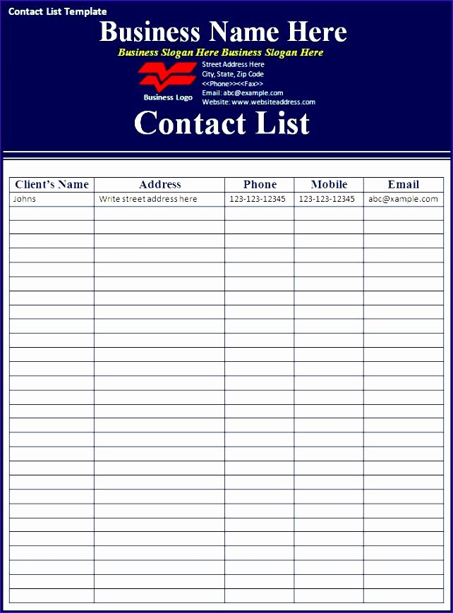 Phone List Template Word Beautiful 8 Excel Contact List Template Exceltemplates