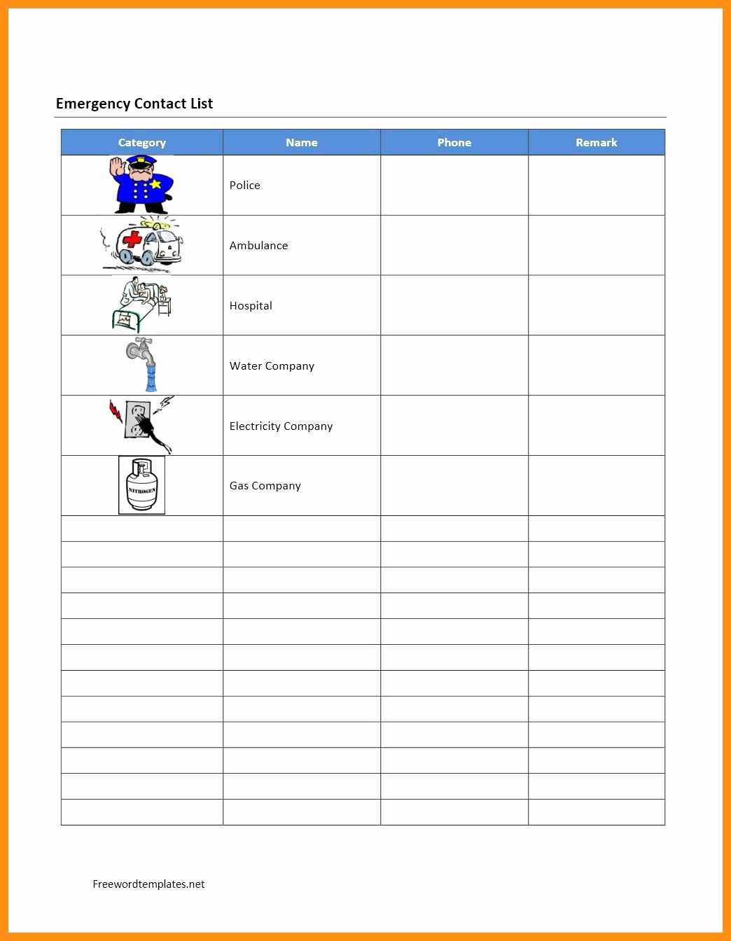 Phone List Template Word Luxury 11 12 Emergency Phone Numbers List Template