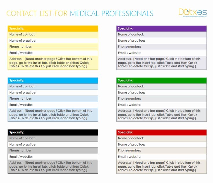 Photo Directory Template Word Unique Medical Professionals Contact List Template In Ms Word