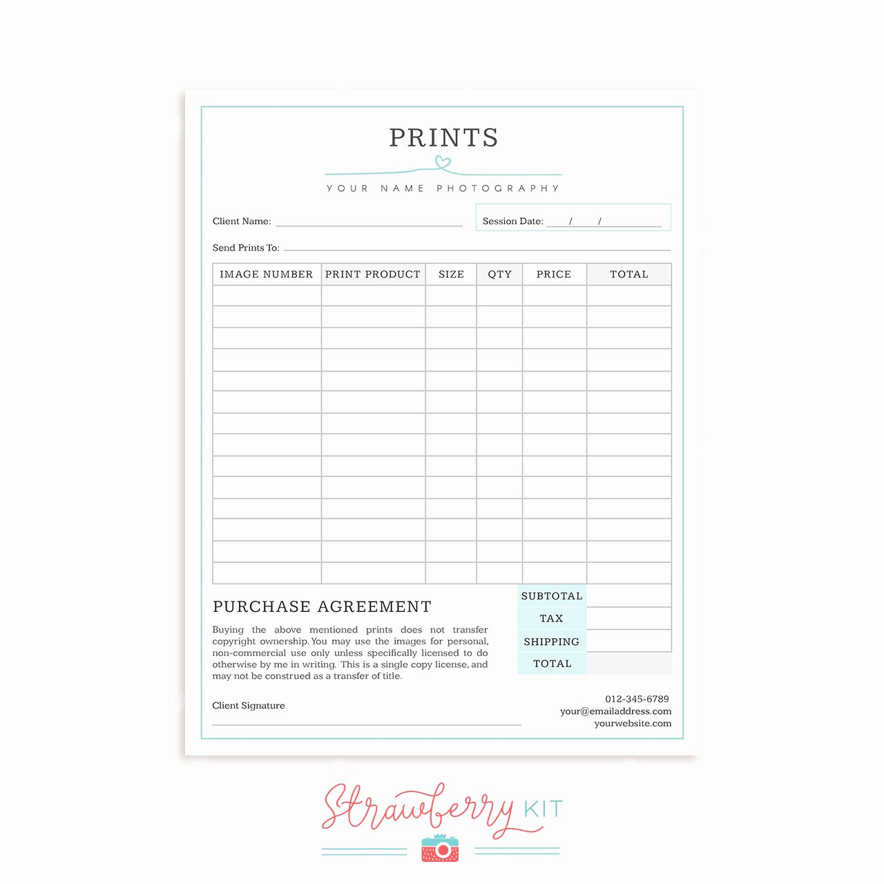 Photography order form Template Free Best Of Graphy form Templates Bundle &quot;simply Chic