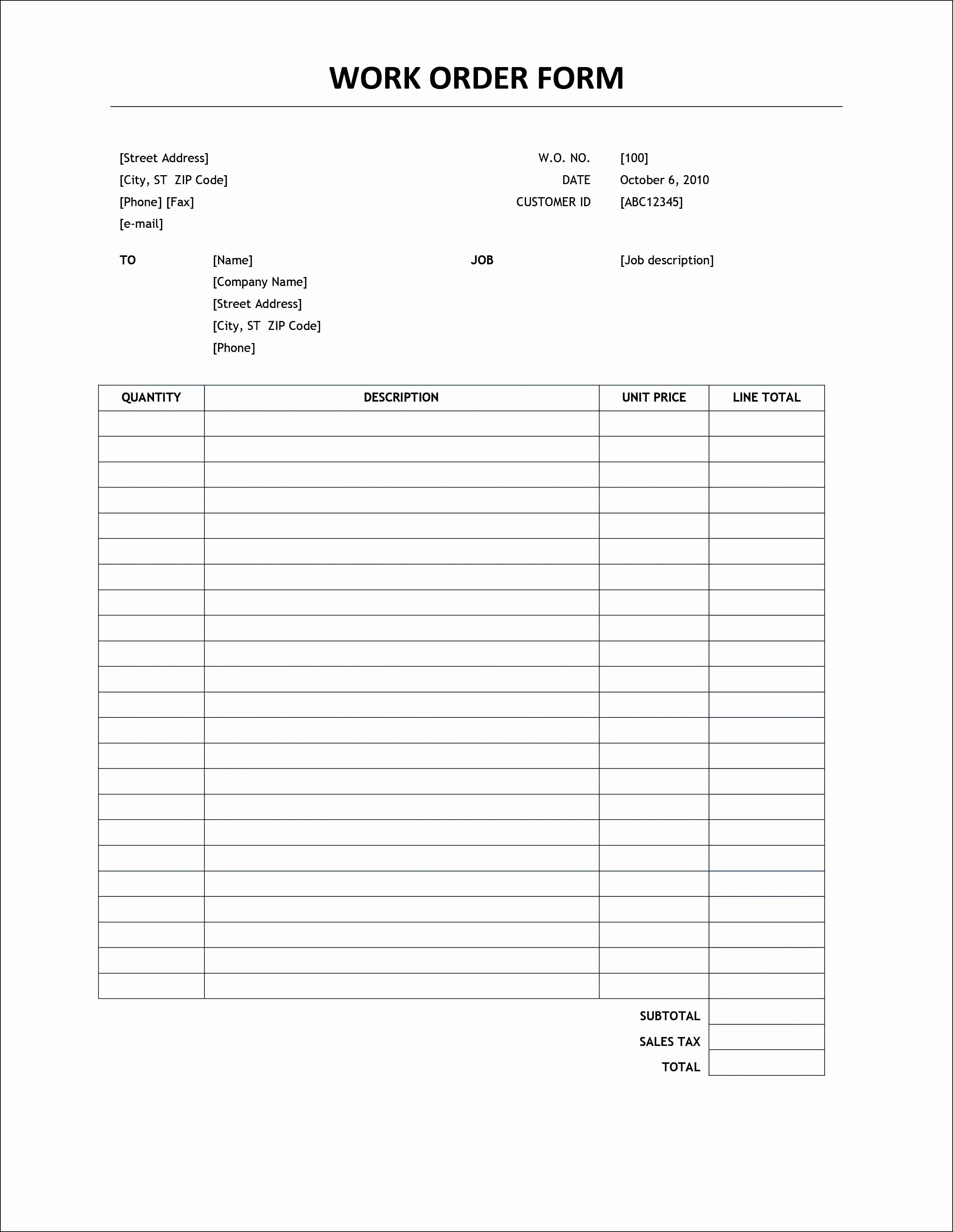Photography order form Template Free Elegant Simple order form Template Word