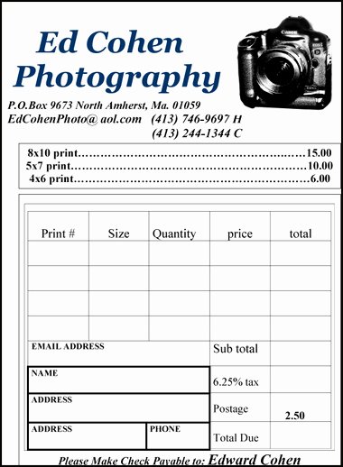 Photography order form Template Free New Providing Photography Services Including Weddings