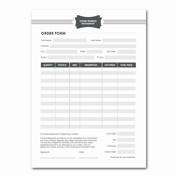 Photography order form Template Free Unique Squijoo Graphy Studio order form Template