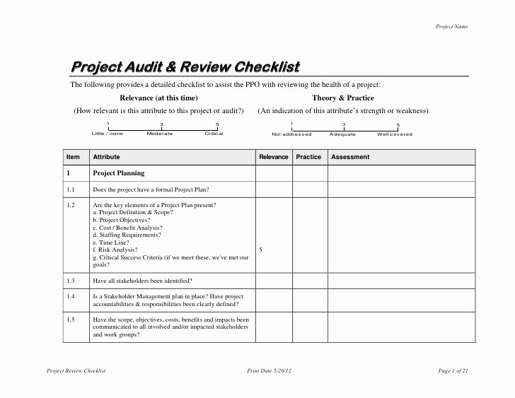 Physical Security Audit Checklist Awesome Project Audit &amp; Review Checklist