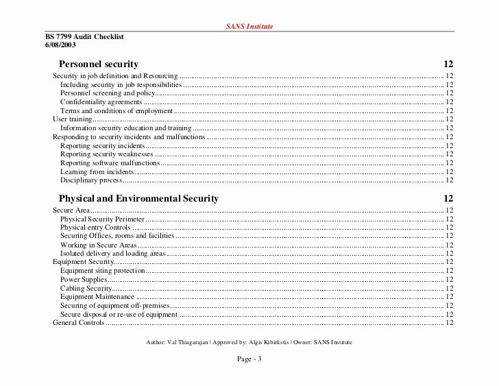 Physical Security Audit Checklist Beautiful iso Checklist